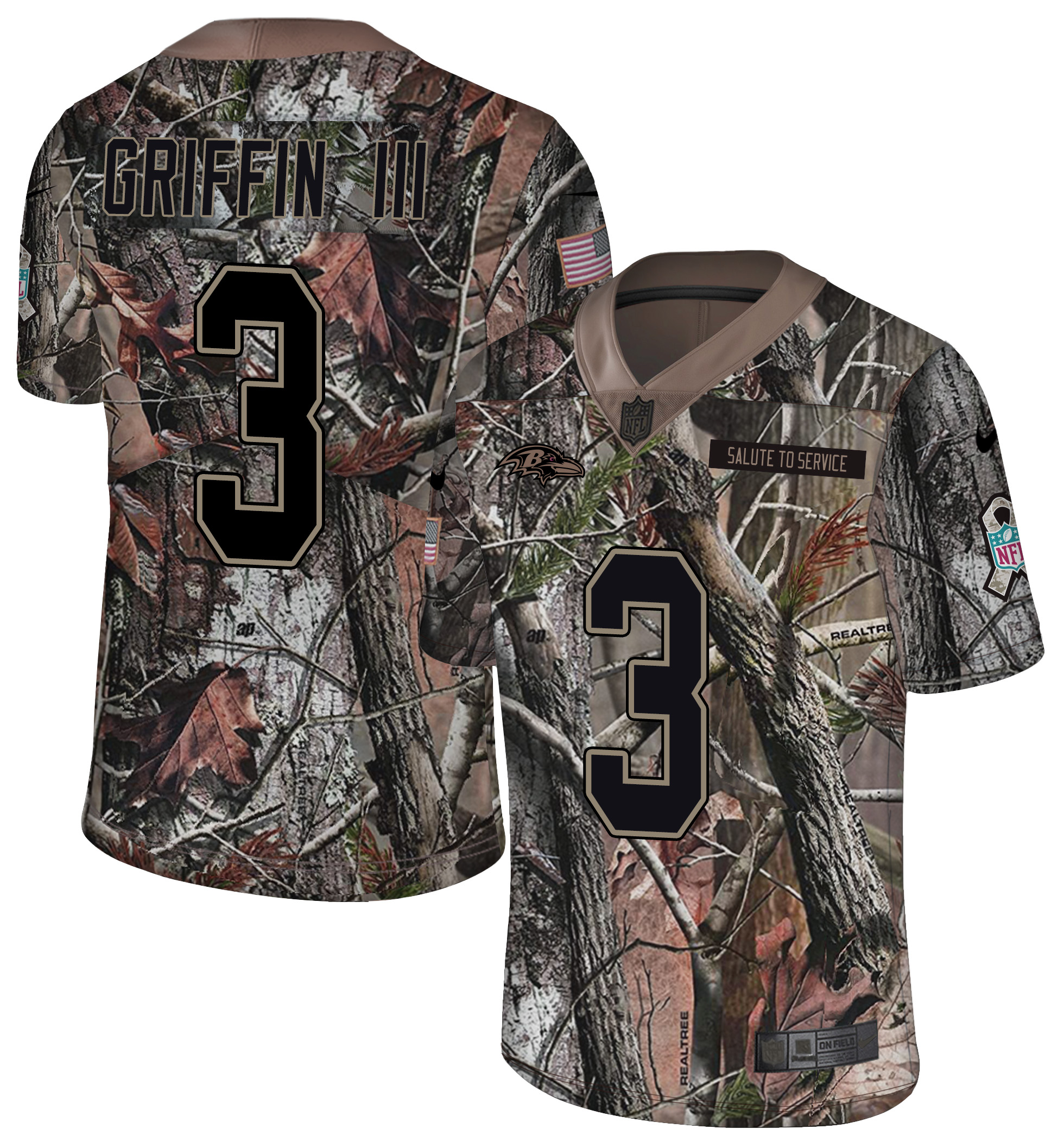 Men's Baltimore Ravens #3 Robert Griffin III Camo Realtree Rush Limited Stitched NFL Jersey